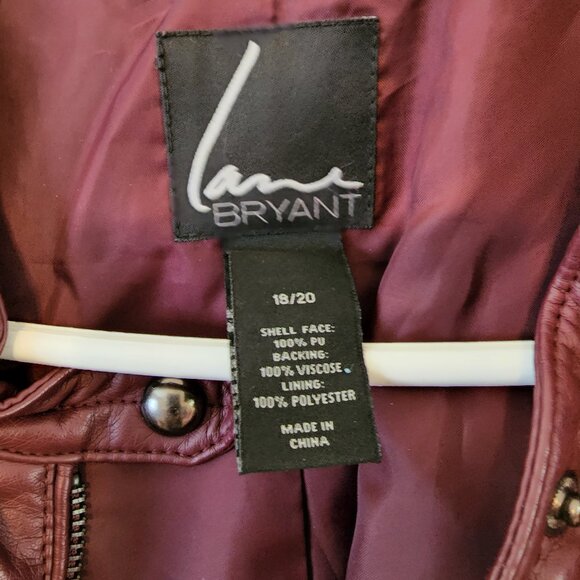 Lane Bryant Faux Leather Structured Zip Sleeve Purple Jacket Sz 18/20 - Picture 5 of 8
